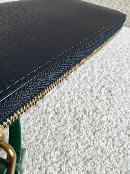 Mulberry Medium Part Around Zip Wallet in Navy and Emerald Printed Goat