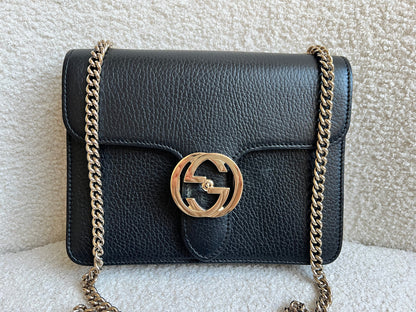 Gucci Interlocking GG Black Small Shoulder Bag