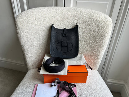 Hermes Evelyne TPM in Caban Clemence Leather with Palladium Hardware