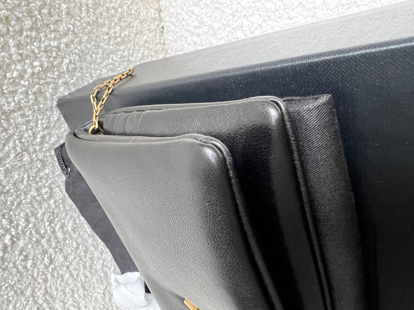 Yves Saint Laurent (YSL) Black Puffy Lambskin Wallet on Chain with Gold Hardware (RRP £960)