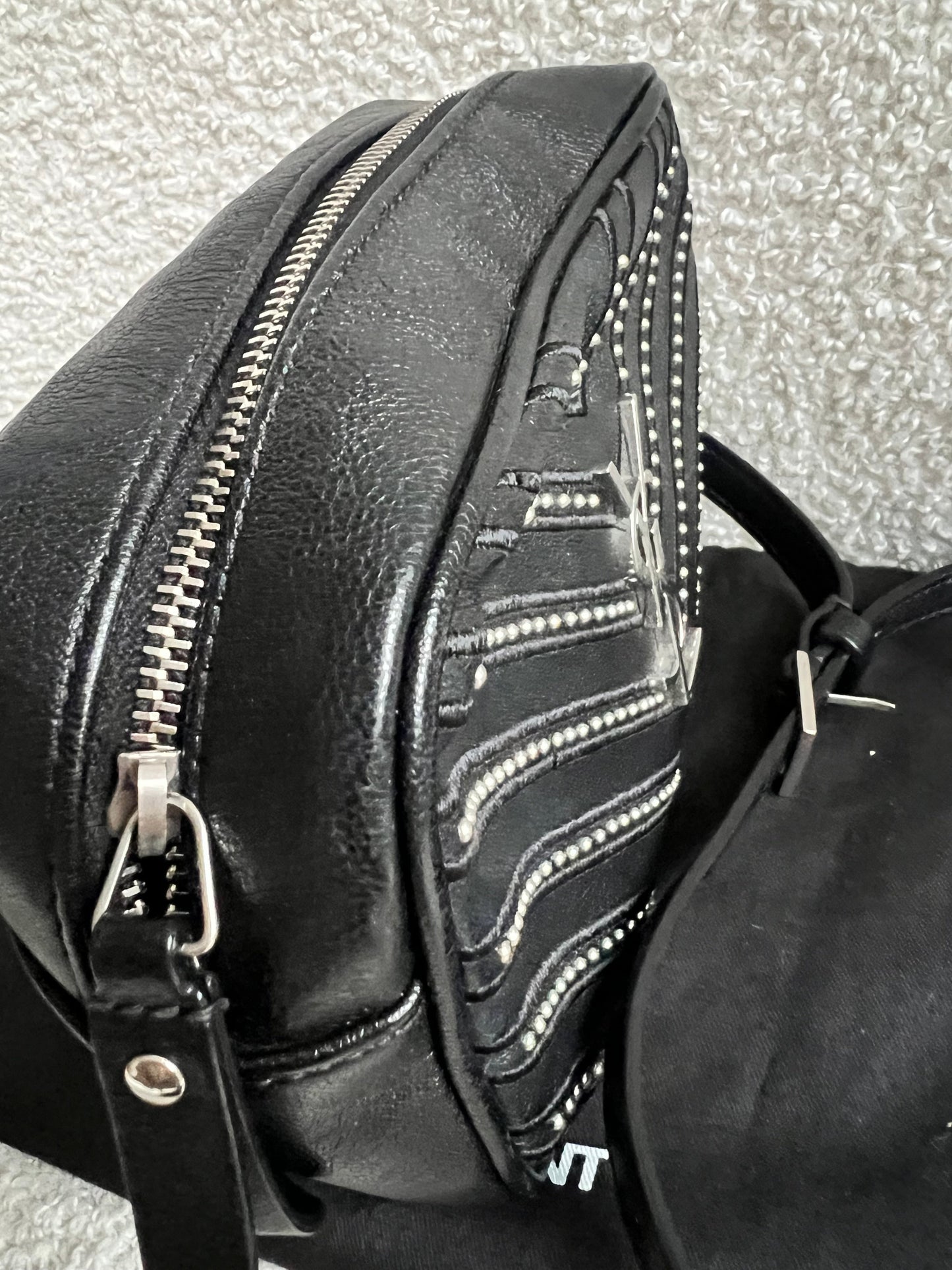 Yves Saint Laurent (YSL) Black Studded Lou Belt Bag