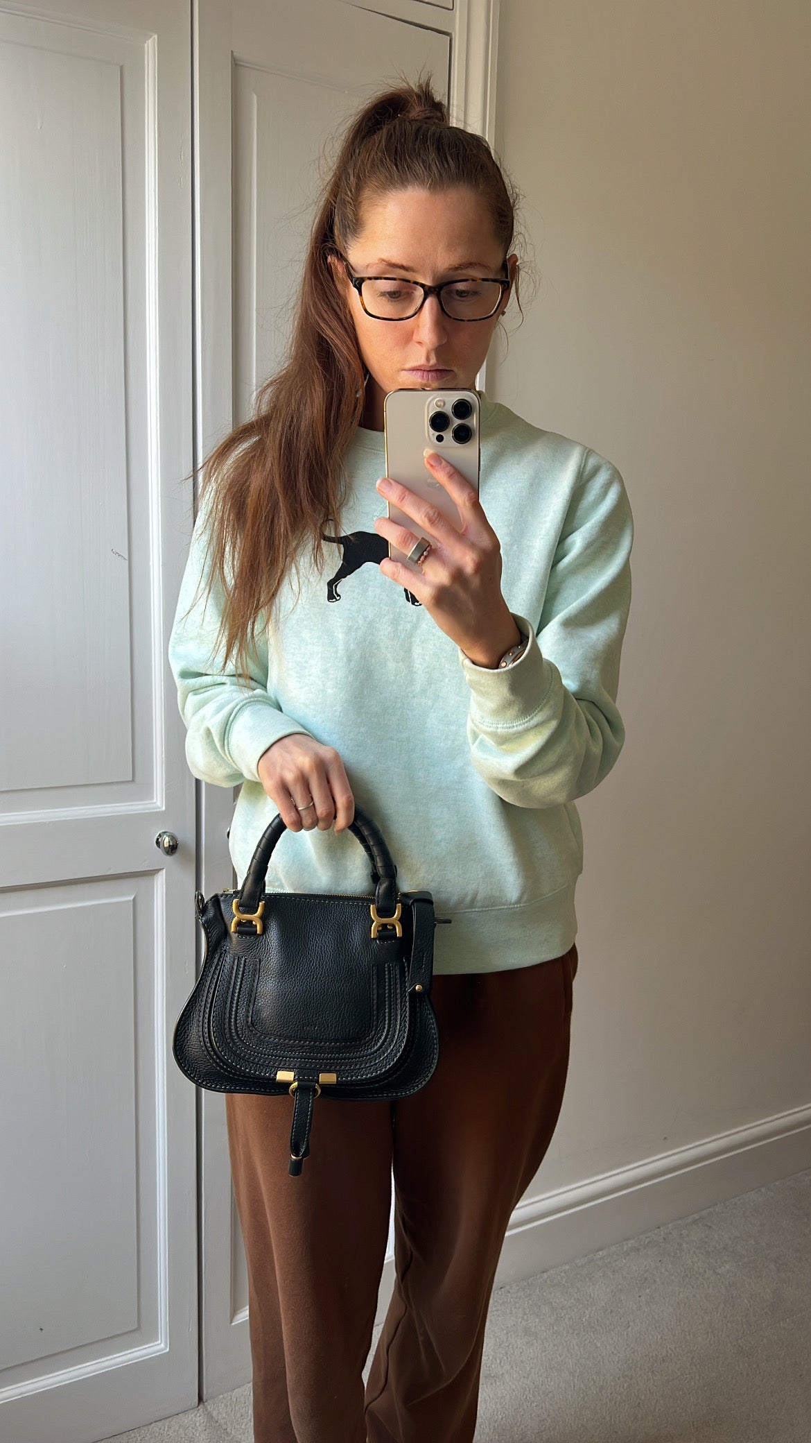 Chloe Black Mini Marcie Double Carry Bag
