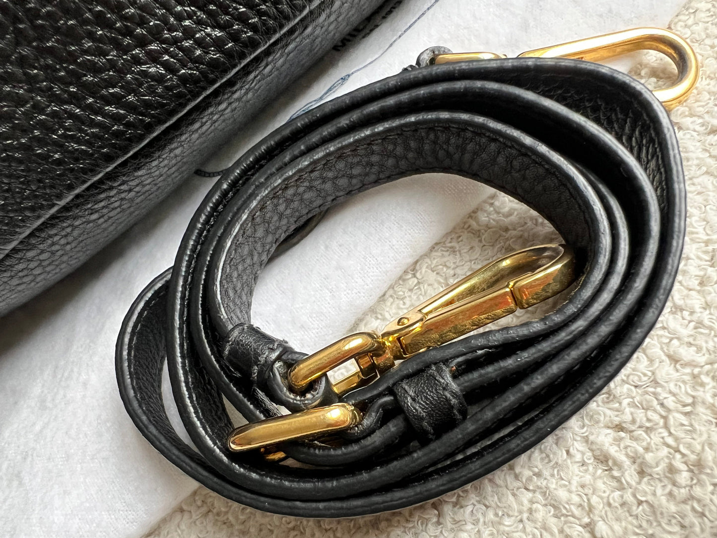 Prada Black Vitello Daino Side Pocket Tote