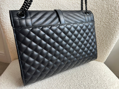 Yves Saint Laurent (YSL) Large Black on Black Envelope Bag (RRP £2,400)