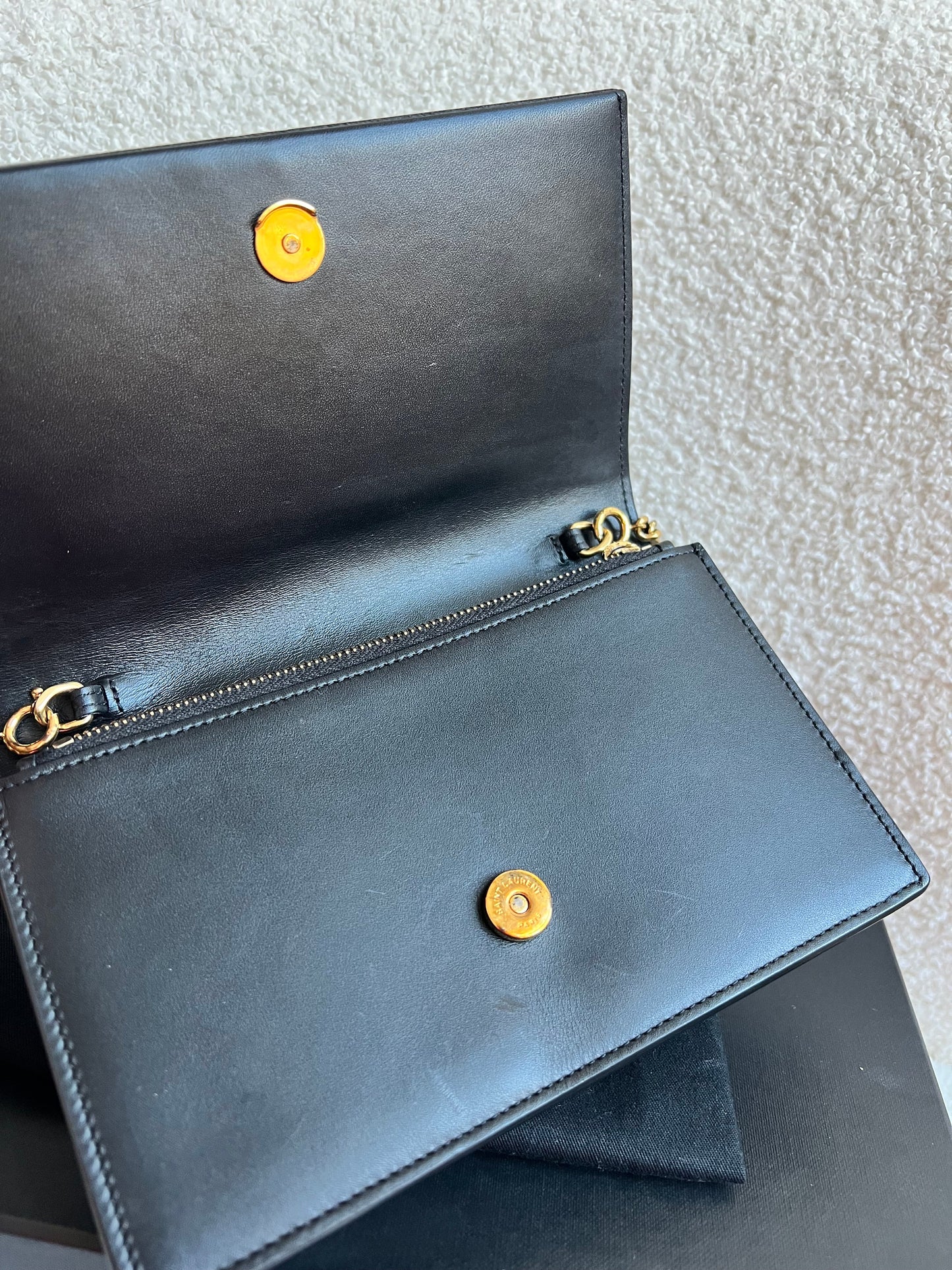 Yves Saint Laurent (YSL) Black Kate Tassel Chain Wallet Gold Hardware (RRP £1,440)
