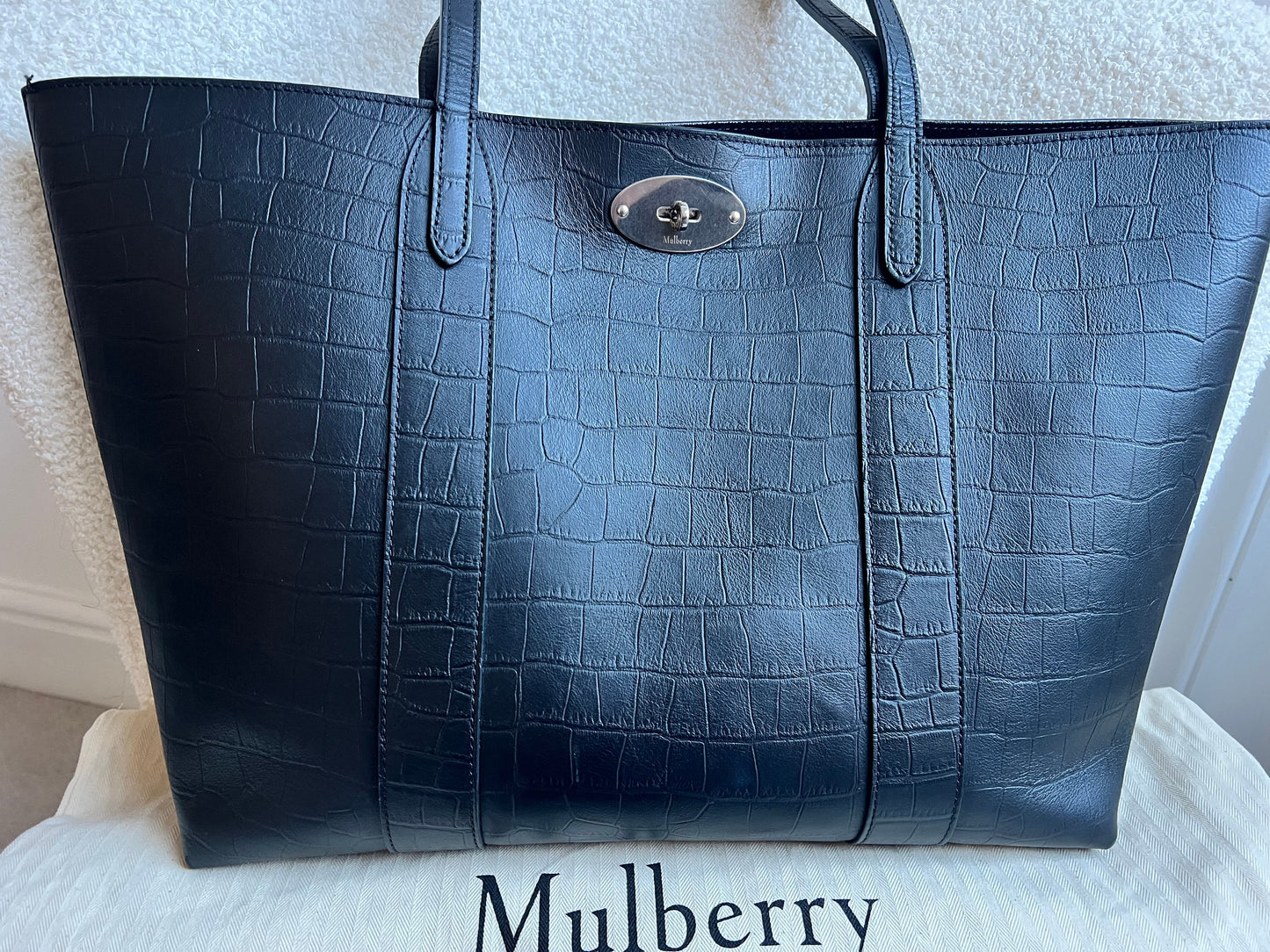 Mulberry Black Matte Croc Bayswater Tote (RRP £845)