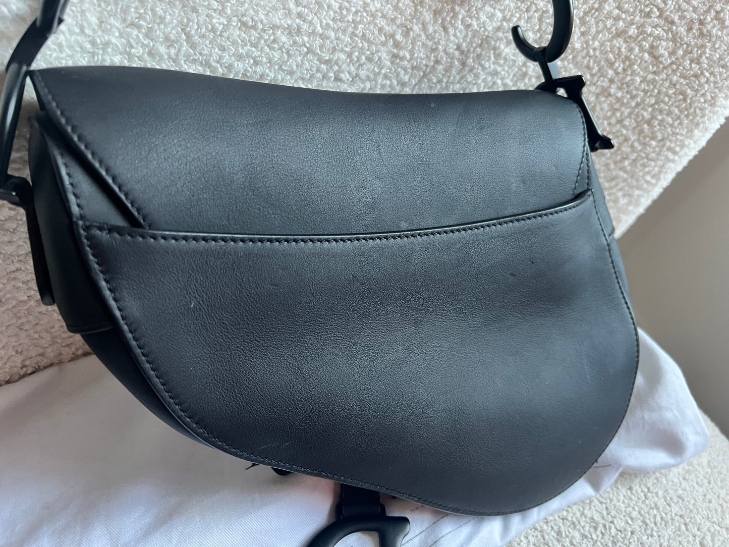 Christian Dior Black Ultra Matte Saddle Bag with Strap