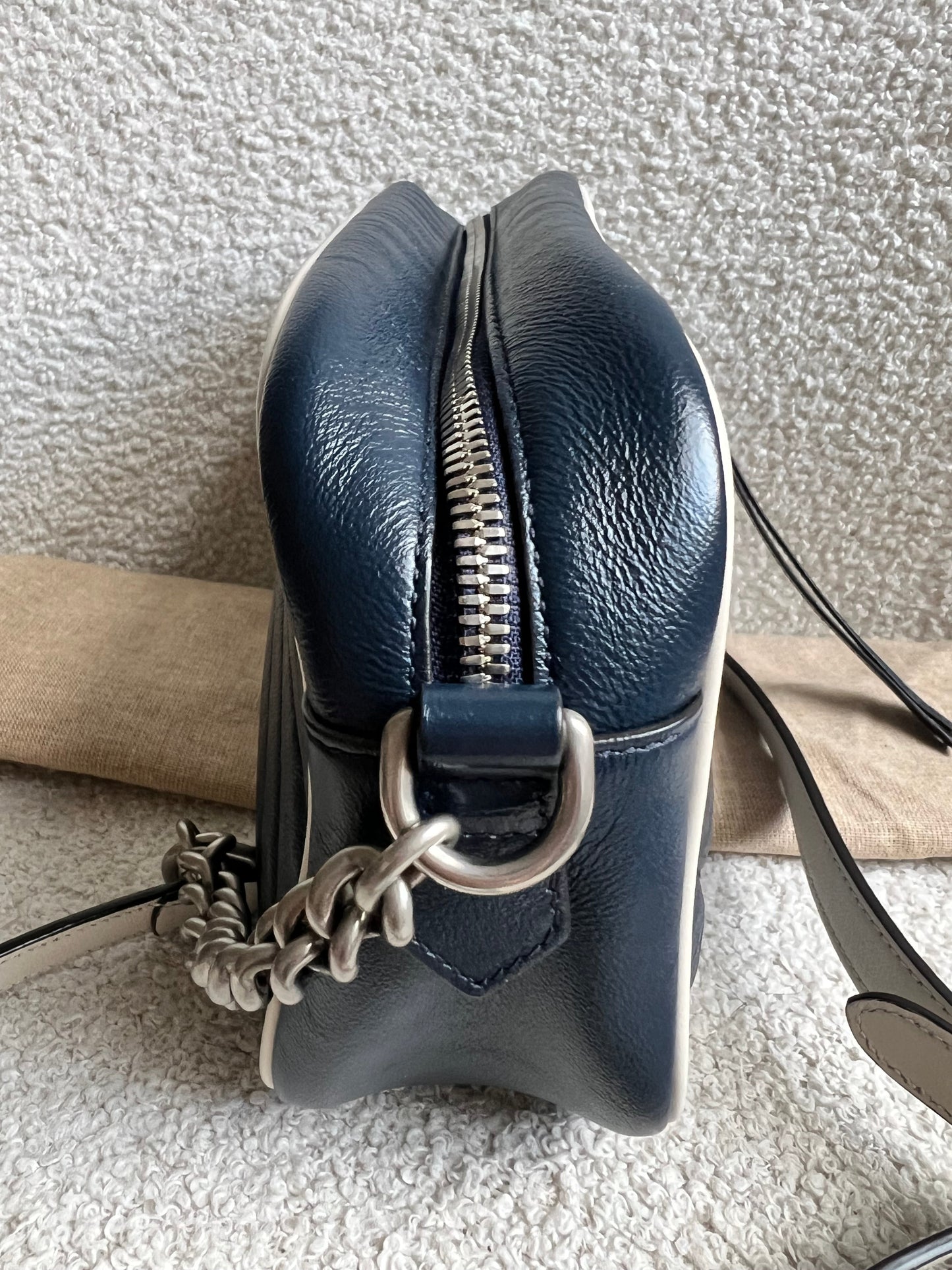 Gucci Torchon GG Navy Marmont Small Shoulder Bag