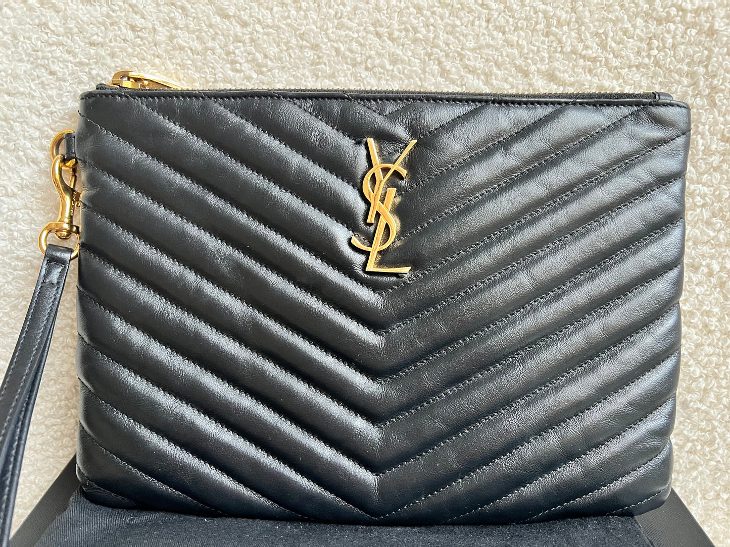 Yves Saint Laurent (YSL) Black Cassandre Clutch Pouch (RRP £580)