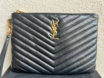 Yves Saint Laurent (YSL) Black Cassandre Clutch Pouch (RRP £580)