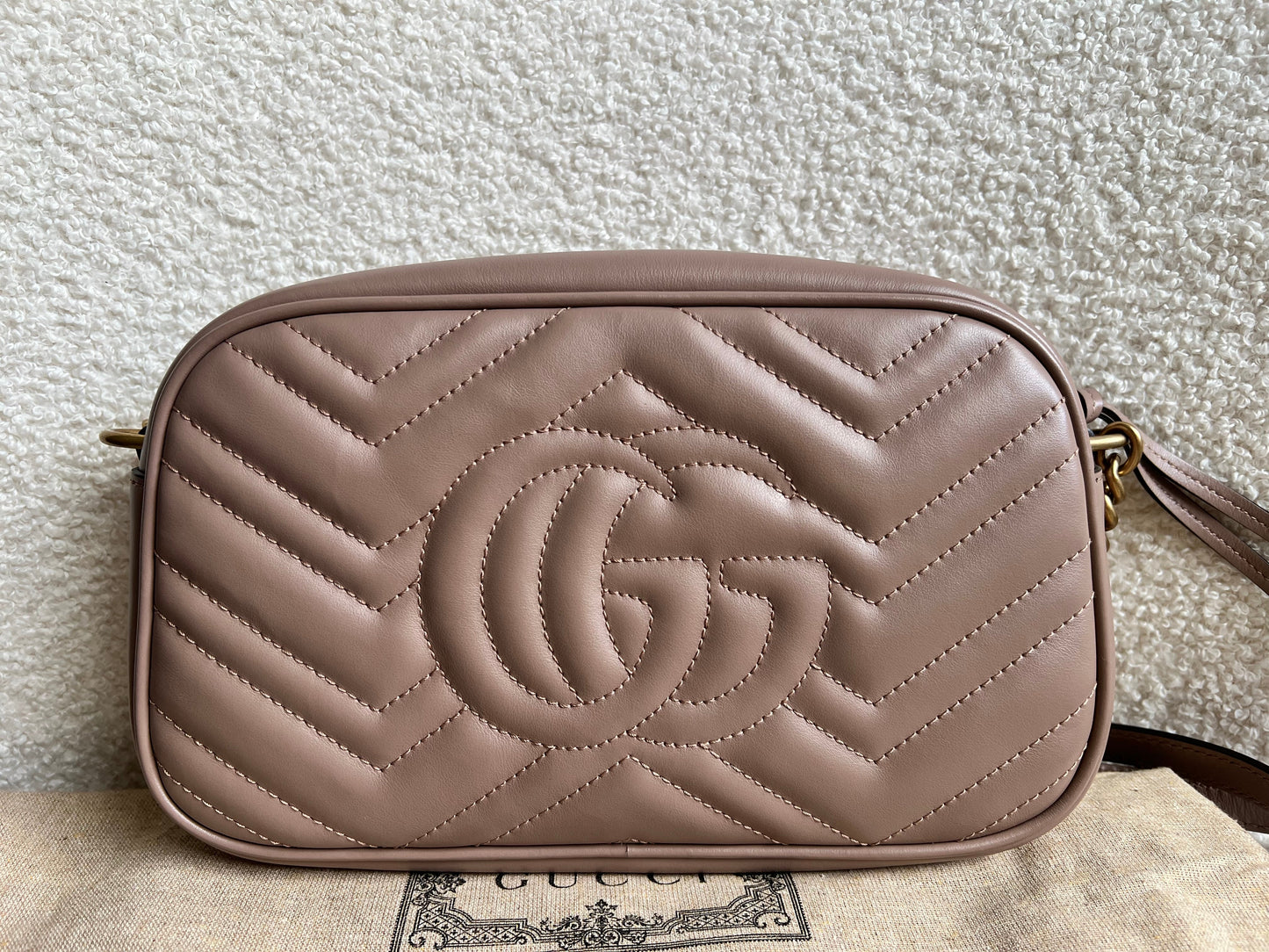 Gucci GG Marmont Porcelain Rose Small Shoulder Bag (RRP £1440)