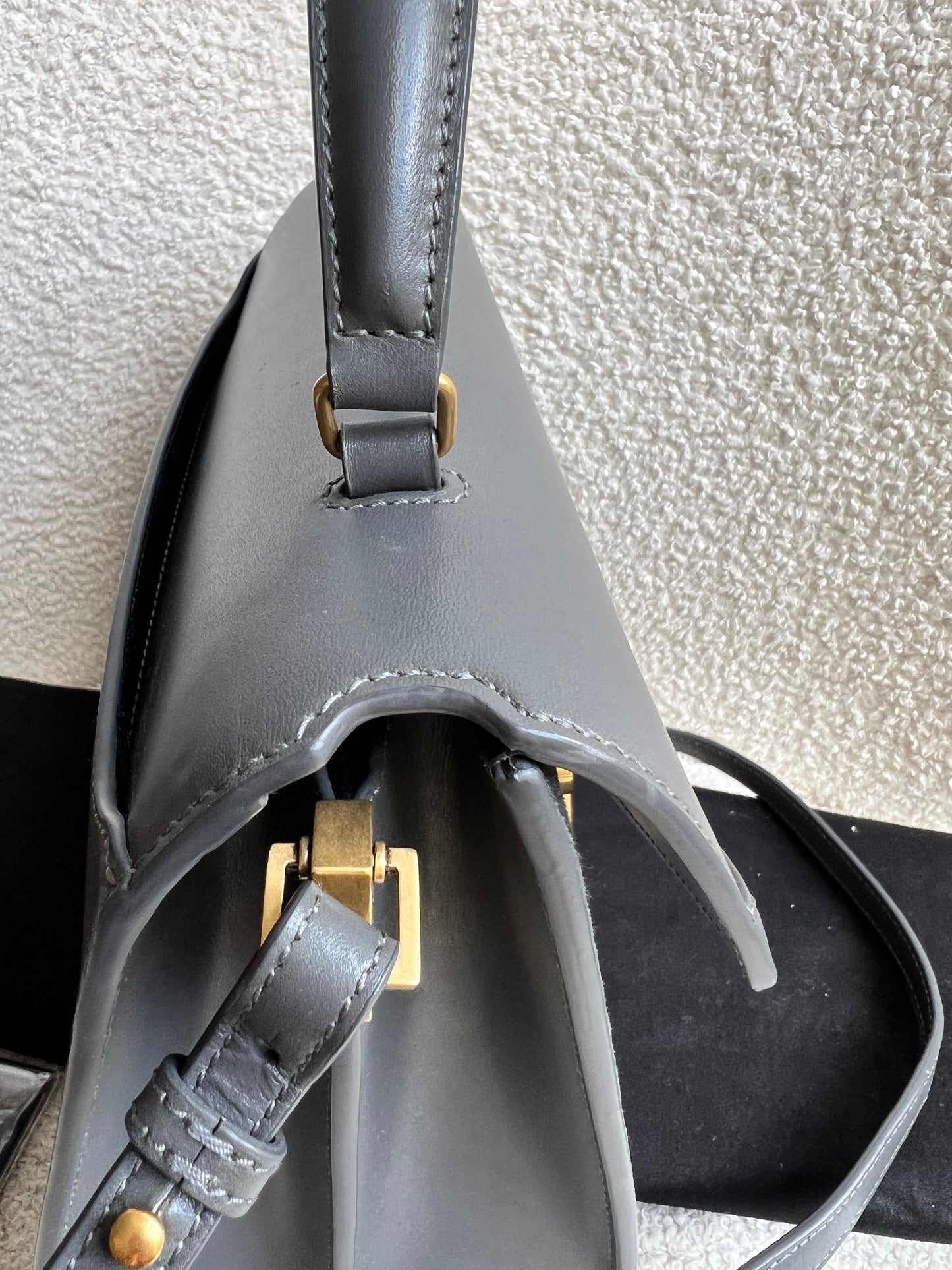 Saint Laurent YSL Cassandra Top Handle with Strap in Storm Grey Calfskin & Suede (RRP £2740)