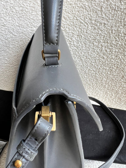 Saint Laurent YSL Cassandra Top Handle with Strap in Storm Grey Calfskin & Suede (RRP £2740)