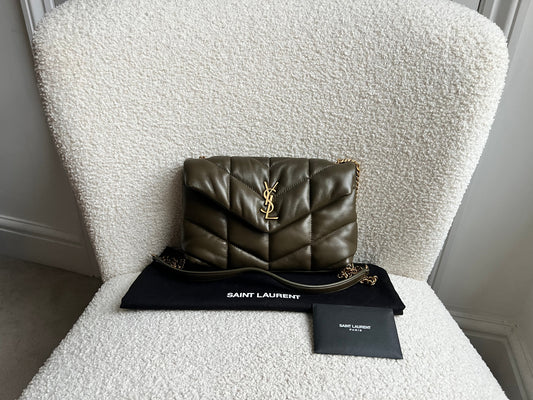 Yves Saint Laurent (YSL) Mini Puffer in Light Musk Quilted Lambskin (RRP £1720)