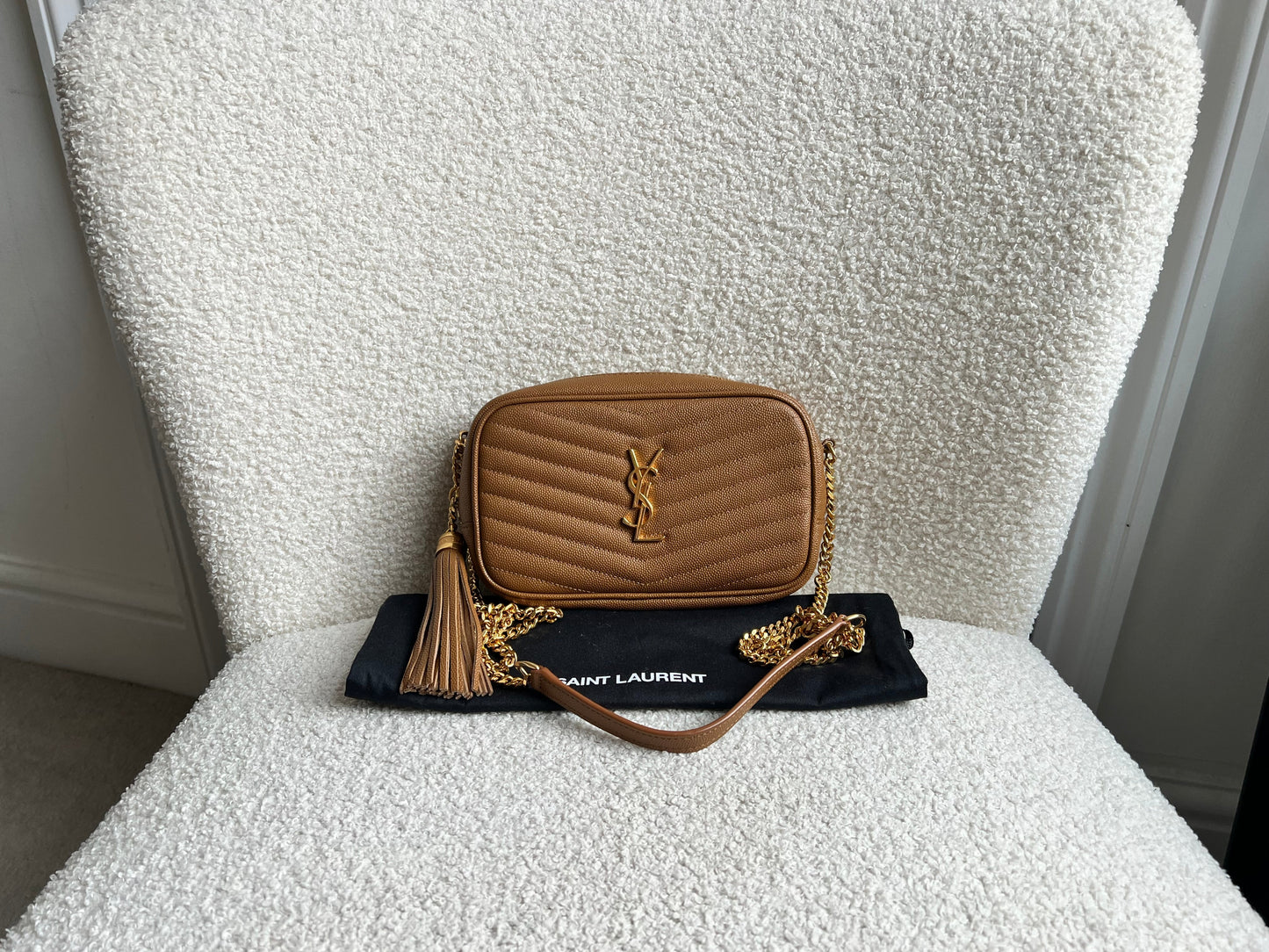 Yves Saint Laurent (YSL) Tan Mini Lou Camera Bag (RRP £1285)