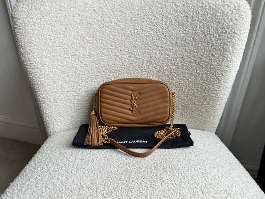 Yves Saint Laurent (YSL) Tan Mini Lou Camera Bag (RRP £1285)