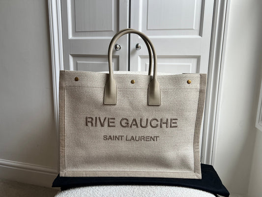 Yves Saint Laurent Large Rive Gauche in Canvas and Printed Leather (RRP £1440)