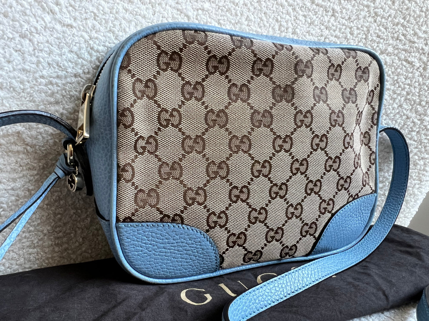 Gucci Bree GG Canvas Light Blue Small Messenger Bag