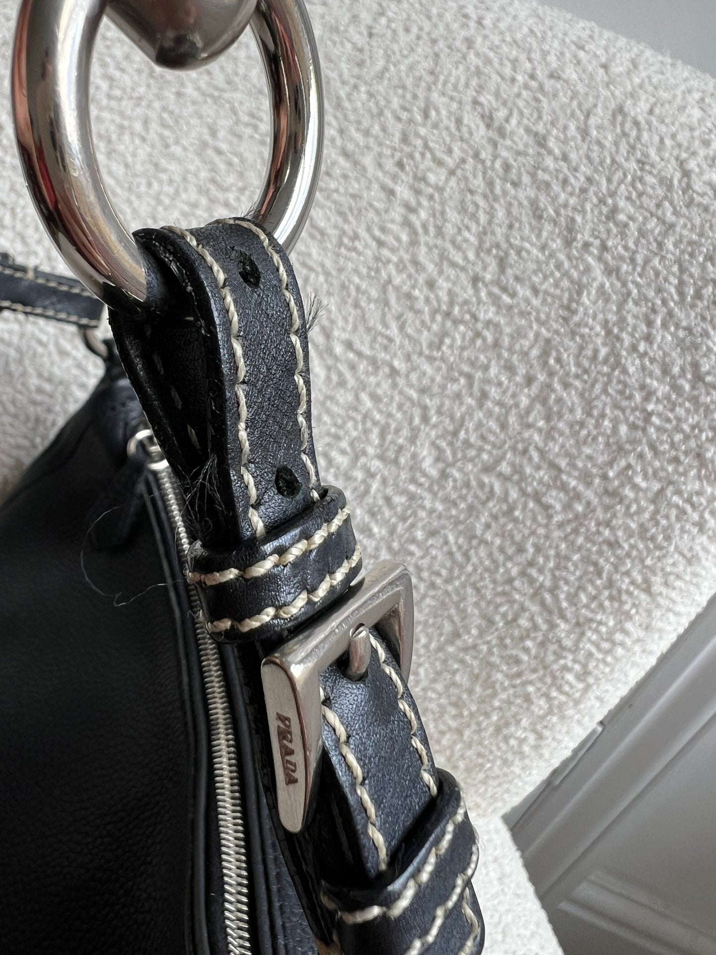 Prada Belted Zip Shoulder Bag Vitello Daino