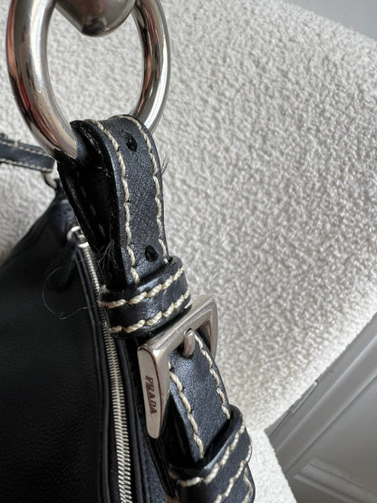 Prada Belted Zip Shoulder Bag Vitello Daino