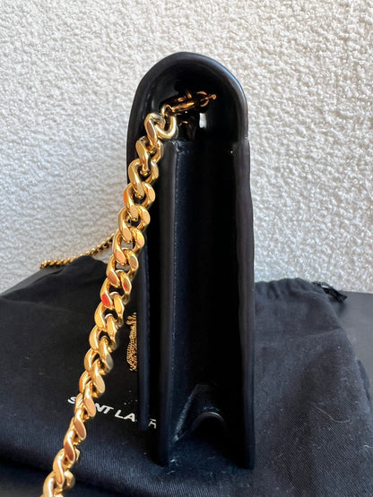 Yves Saint Laurent (YSL) Black Kate Tassel Chain Wallet Gold Hardware (RRP £1,440)