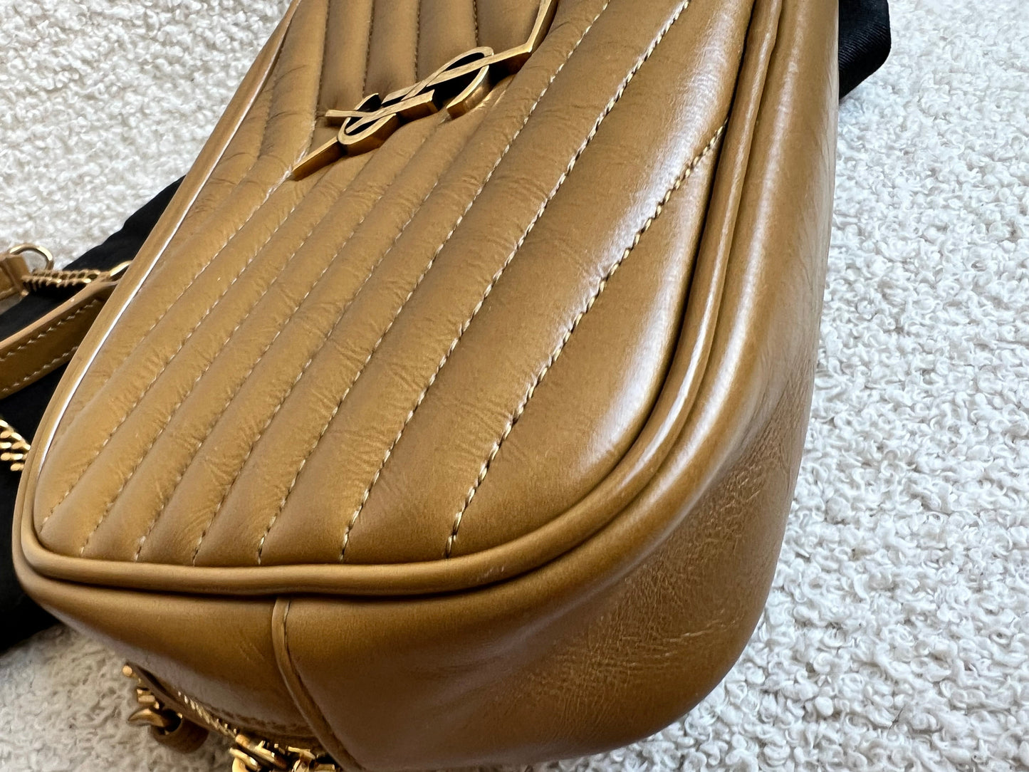 Yves Saint Laurent (YSL) Toffee Beige Mini Lou Camera Bag (RRP £1285)