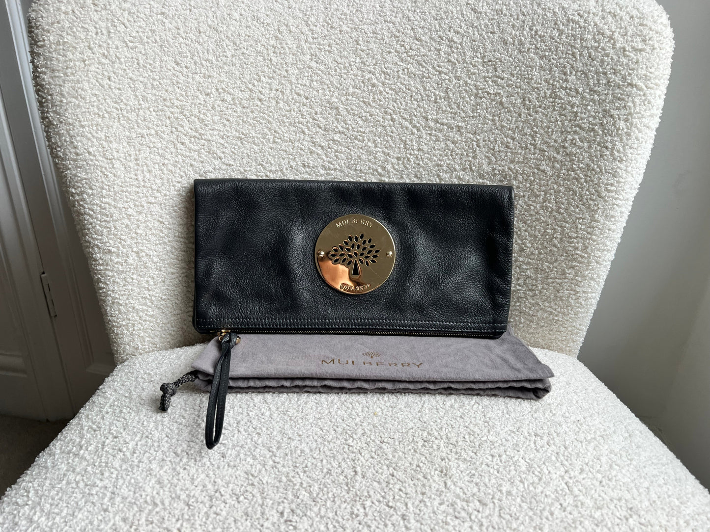 Mulberry Dark Grey Daria Clutch (RRP £550)