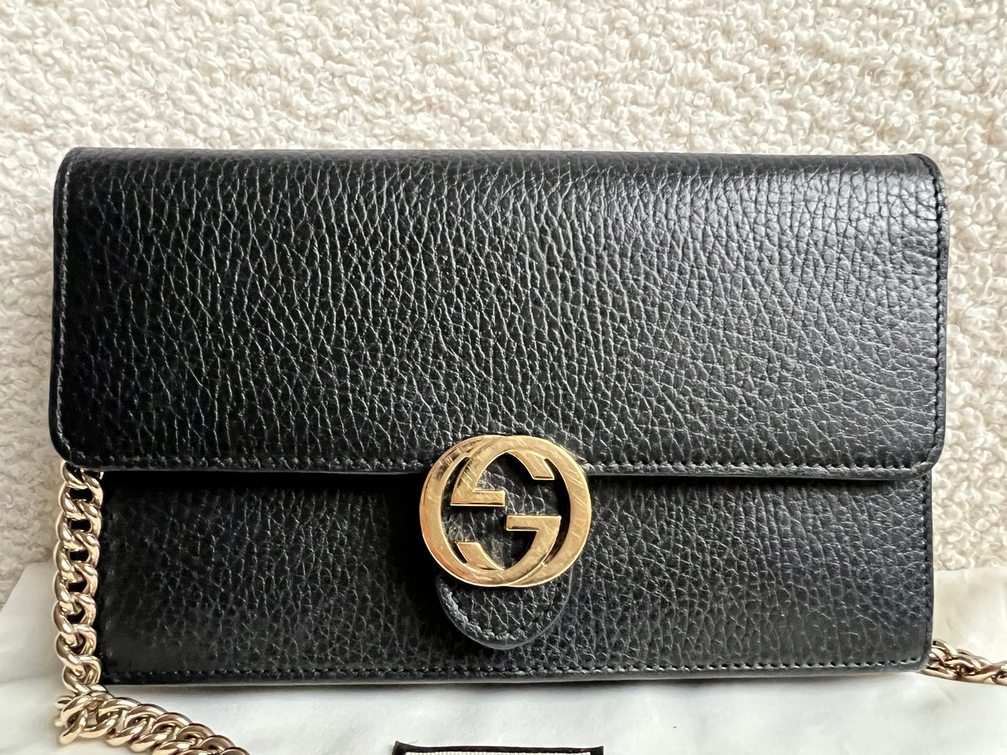 Gucci Black Interlocking GG Chain Wallet