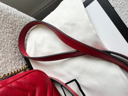 Gucci GG Hibiscus Red Marmont Mini Shoulder Bag (RRP £1360)