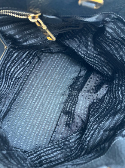 Prada Black Vitello Daino Side Pocket Tote