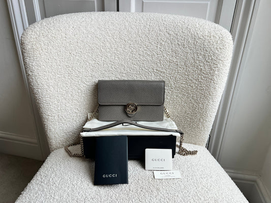 Gucci Dollar Grey Interlocking Chain Wallet