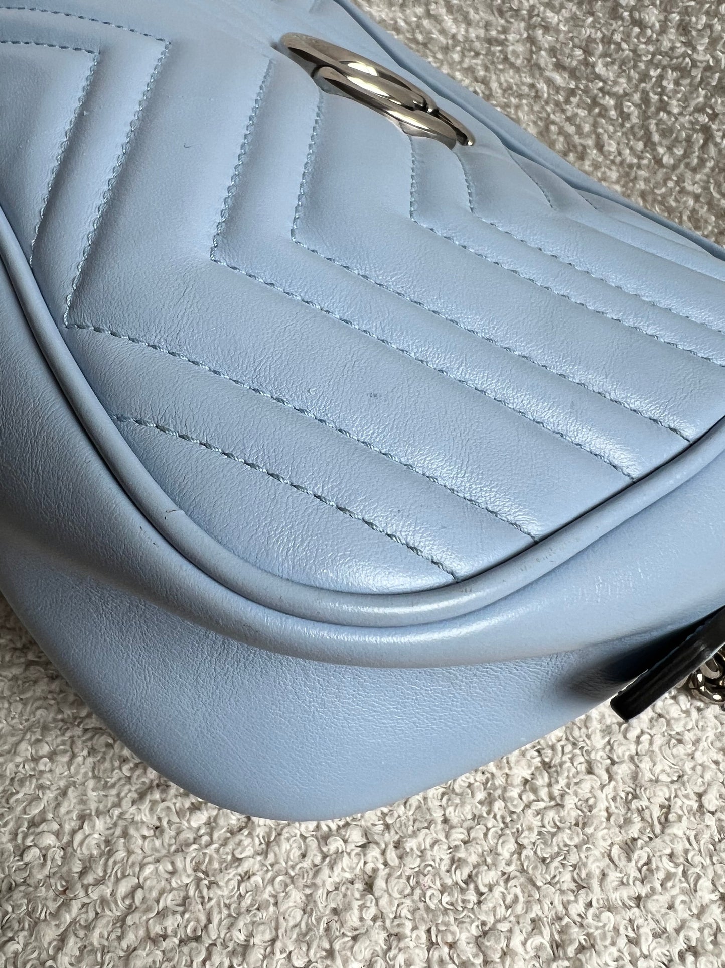 Gucci GG Pale Blue Marmont Small Shoulder Bag (RRP £1440)