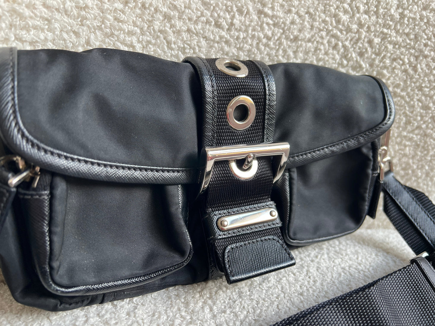 Prada Vintage Nylon Buckle Shoulder Bag
