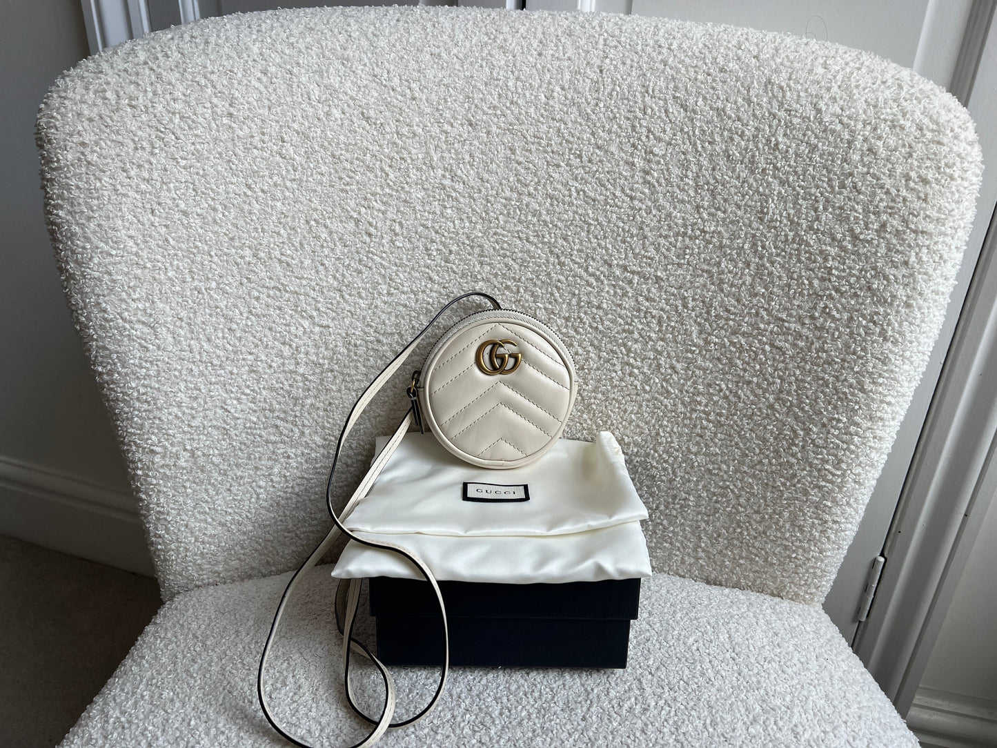 Gucci White GG Marmont Coin Pouch on Strap (RRP £395)