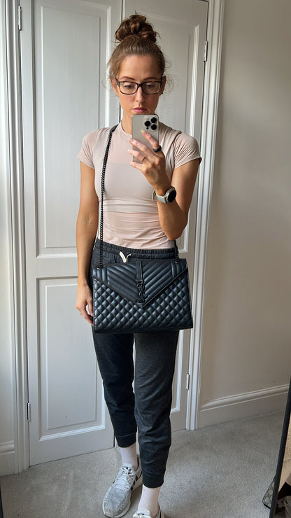 Yves Saint Laurent (YSL) Large Black on Black Envelope Bag (RRP £2,400)