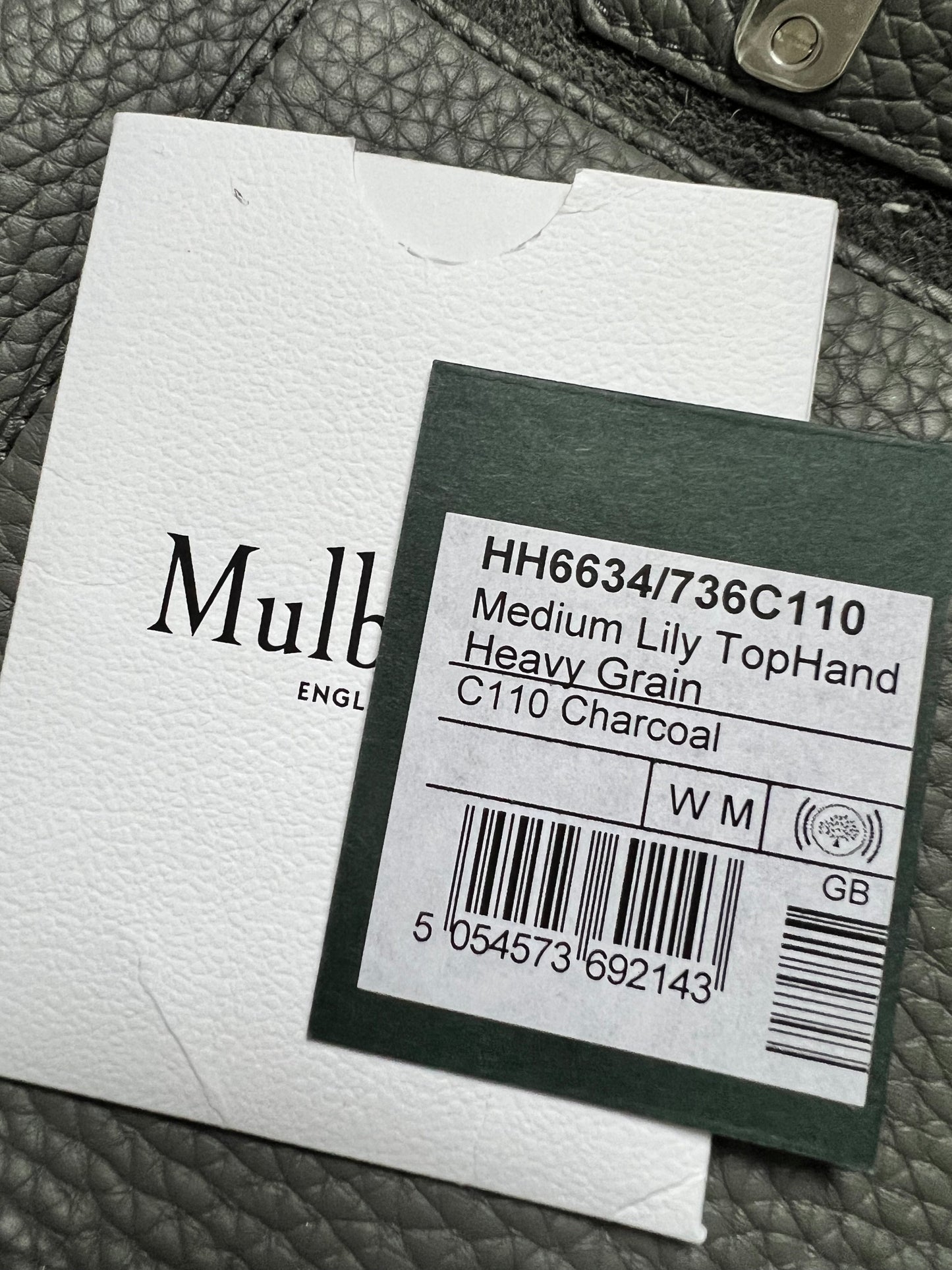 Mulberry Charcoal Grey Medium Top Handle Lily (RRP £1075)