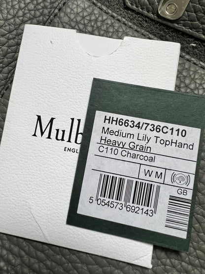 Mulberry Charcoal Grey Medium Top Handle Lily (RRP £1075)