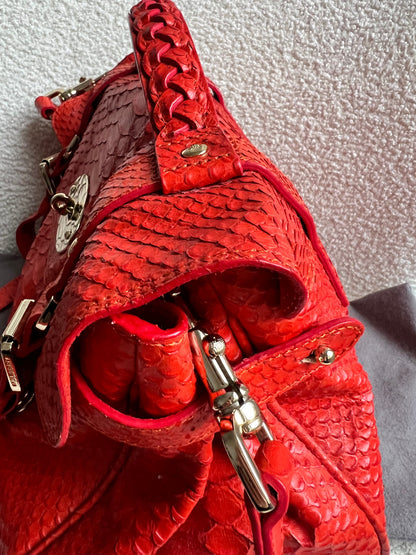 Mulberry Flame Red Silky Snake Print Regular Alexa (RRP £1100)