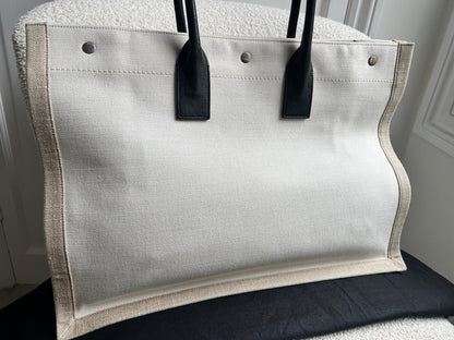 Yves Saint Laurent Large Rive Gauche in Canvas and Printed Leather (RRP £1440)
