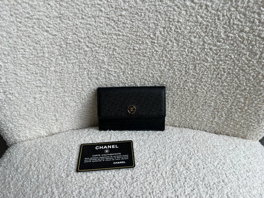 Chanel Black Coco Button Keyring Pouch