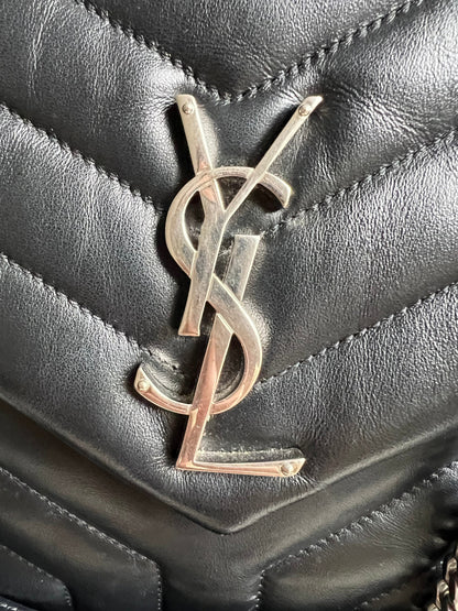 Yves Saint Laurent (YSL) Medium Black Lou Lou Silver Hardware