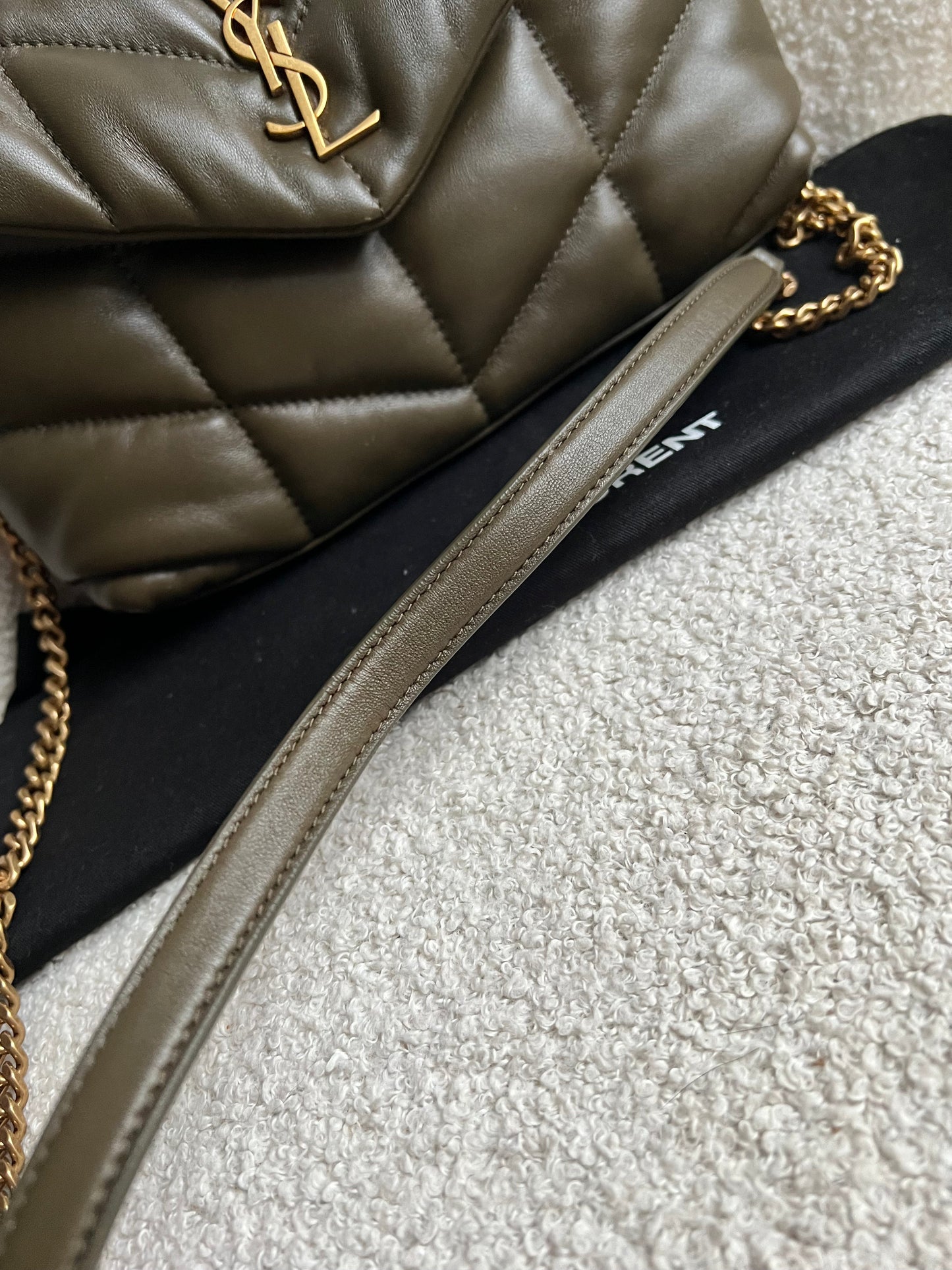 Yves Saint Laurent (YSL) Mini Puffer in Light Musk Quilted Lambskin (RRP £1720)