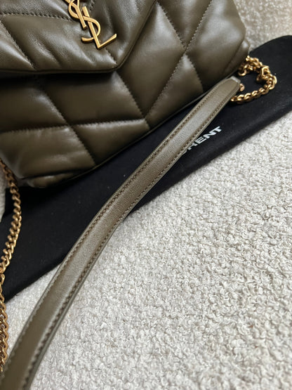 Yves Saint Laurent (YSL) Mini Puffer in Light Musk Quilted Lambskin (RRP £1720)