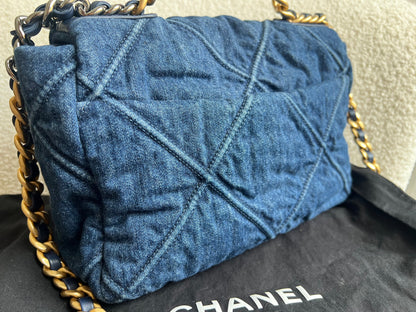 Chanel Small 19 in Blue Denim