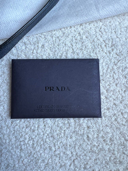 Prada Blue Vitello Daino Two Way Tote