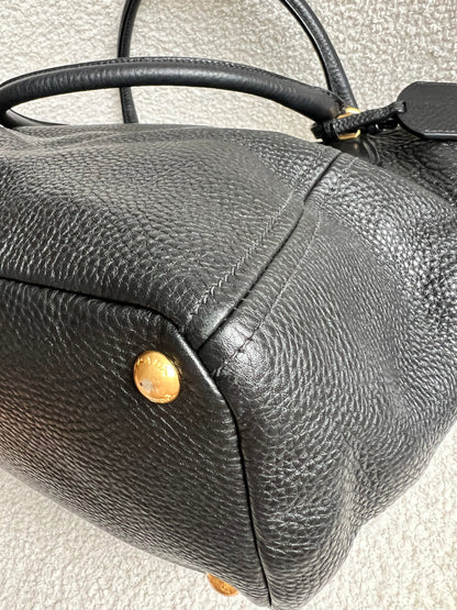 Prada Black Vitello Daino Side Pocket Tote