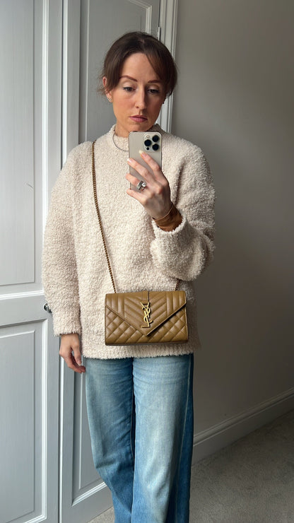 Yves Saint Laurent (YSL) Beige Small Envelope Bag (RRP £1,940)