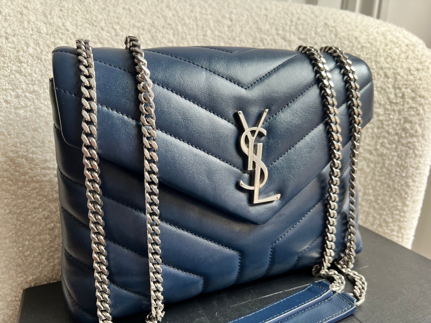 Yves Saint Laurent (YSL) Navy Blue Small LouLou (RRP £1,900)