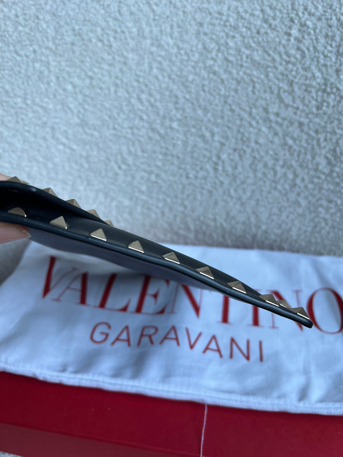 Valentino Garavani Rockstud Calfskin Clutch Pouch Black (RRP £570)