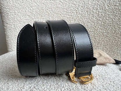 Gucci GG Marmont Black Leather Belt with Gold Buckle (RRP £395)